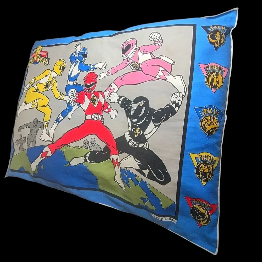Vtg 1994 Mighty Morphin Power Rangers Pillow Rare Stitched Version Not The Case